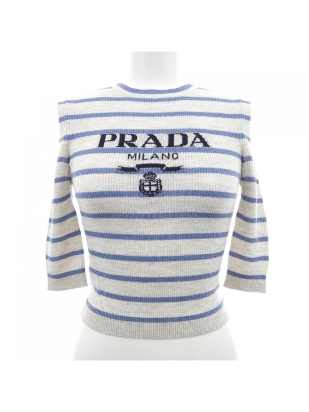 Prada Super Fine Wool Crew Neck Knit Sweater